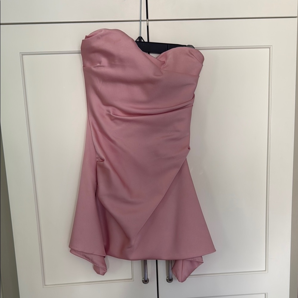 House of CB Jasmine Rose Pink Draped Strapless Dress